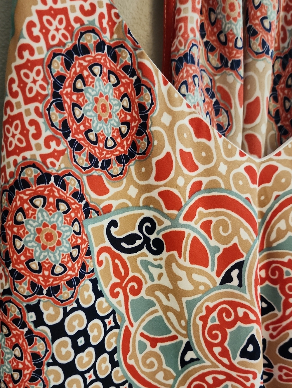 Heartsoul Women's Coral & Navy Printed Halter Tank Top - Picture 3 of 15
